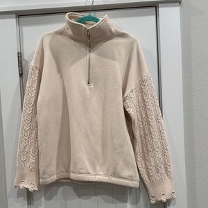 Cozy Cream Knit Fleece Pullover Sweater